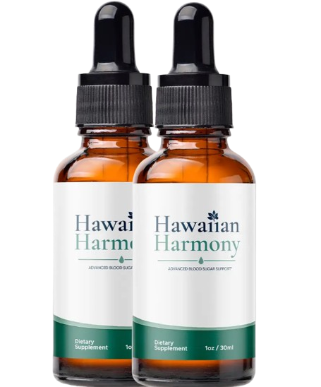 Two Hawaiian Harmony liquid supplement bottles
